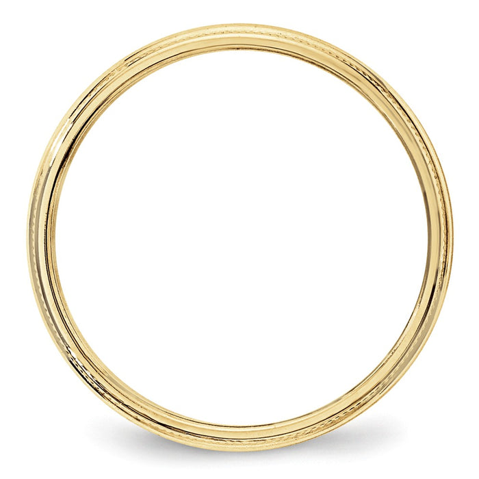 10k Yellow Gold 3mm LTW Milgrain Half Round Wedding Band Size 6.5