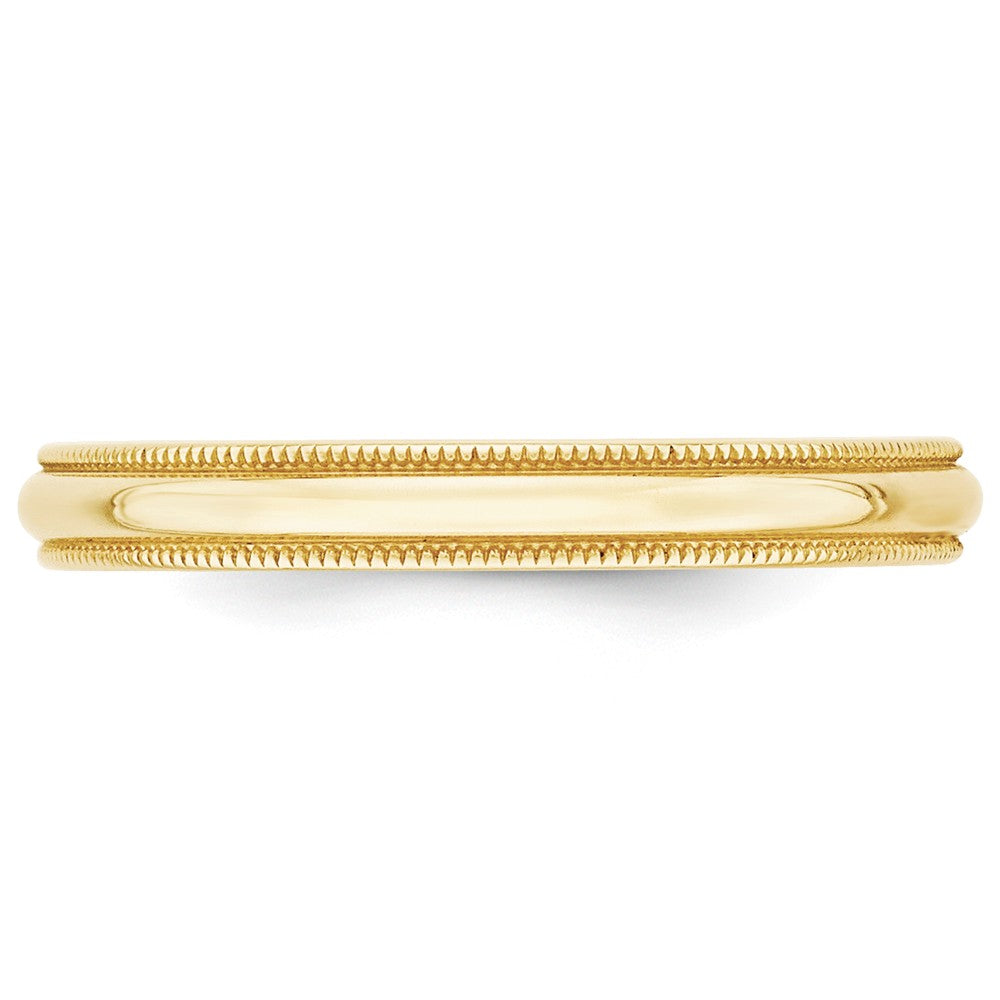 10k Yellow Gold 3mm LTW Milgrain Half Round Wedding Band Size 6.5