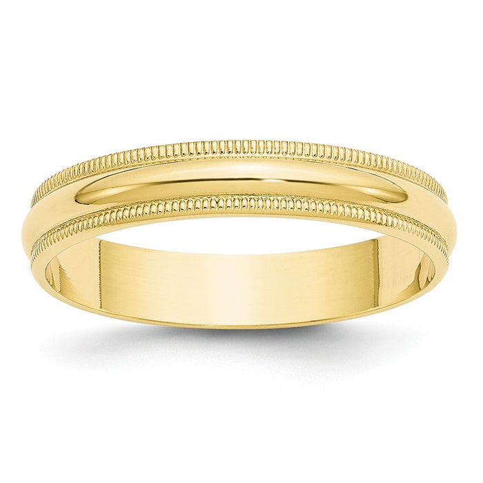 10k Yellow Gold 4mm LTW Milgrain Half Round Wedding Band Size 9.5