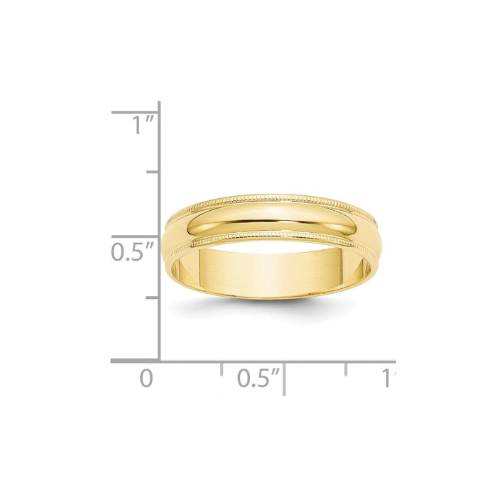 10k Yellow Gold 5mm LTW Milgrain Half Round Wedding Band Size 8