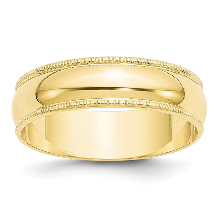 10k Yellow Gold 6mm LTW Milgrain Half Round Wedding Band Size 5.5