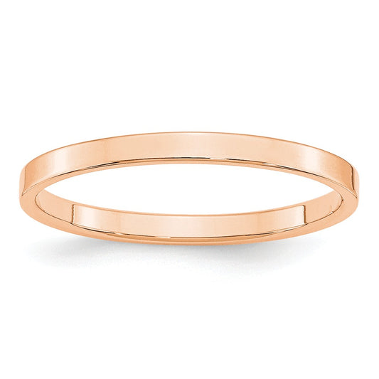 10k Rose Gold 2mm LTW Flat Wedding Band Size 10.5