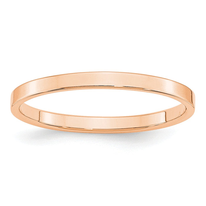 10k Rose Gold 2mm LTW Flat Wedding Band Size 14