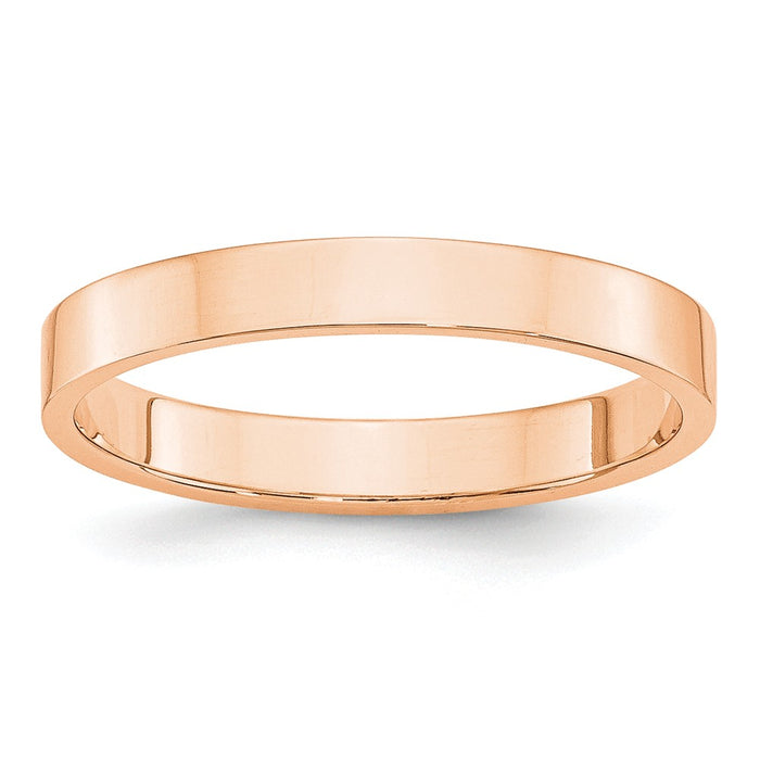 10k Rose Gold 3mm LTW Flat Wedding Band Size 7