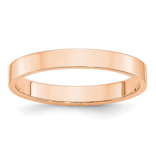 10k Rose Gold 3mm LTW Flat Wedding Band Size 6