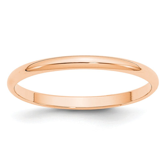 10k Rose Gold 2mm LTW Half Round Wedding Band Size 9