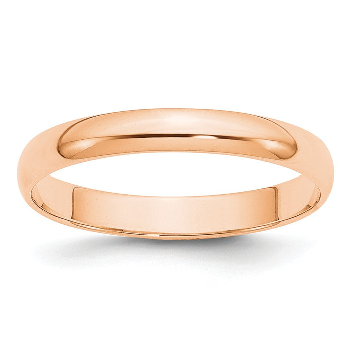 10k Rose Gold 3mm LTW Half Round Wedding Band Size 5.5