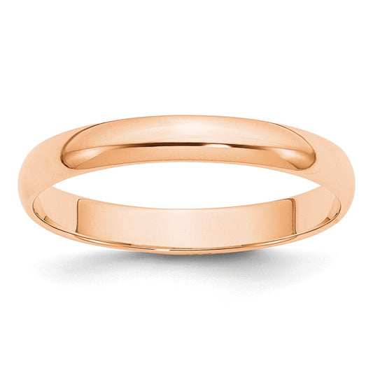 10k Rose Gold 3mm LTW Half Round Wedding Band Size 14