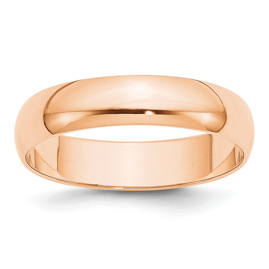 10k Rose Gold 5mm LTW Half Round Wedding Band Size 5.5