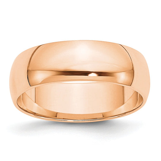 10k Rose Gold 6mm LTW Half Round Wedding Band Size 13.5