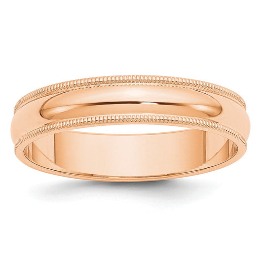 10k Rose Gold 5mm Milgrain Half Round Wedding Band Size 5.5