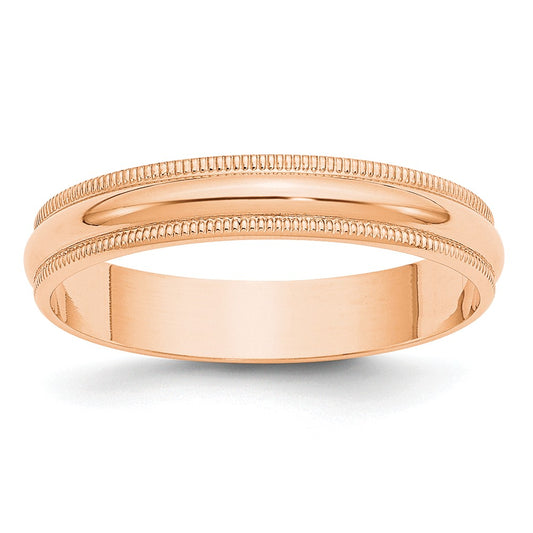 10k Rose Gold 4mm LTW Milgrain Half Round Wedding Band Size 4.5