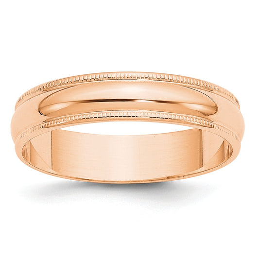 10k Rose Gold 5mm LTW Milgrain Half Round Wedding Band Size 9.5