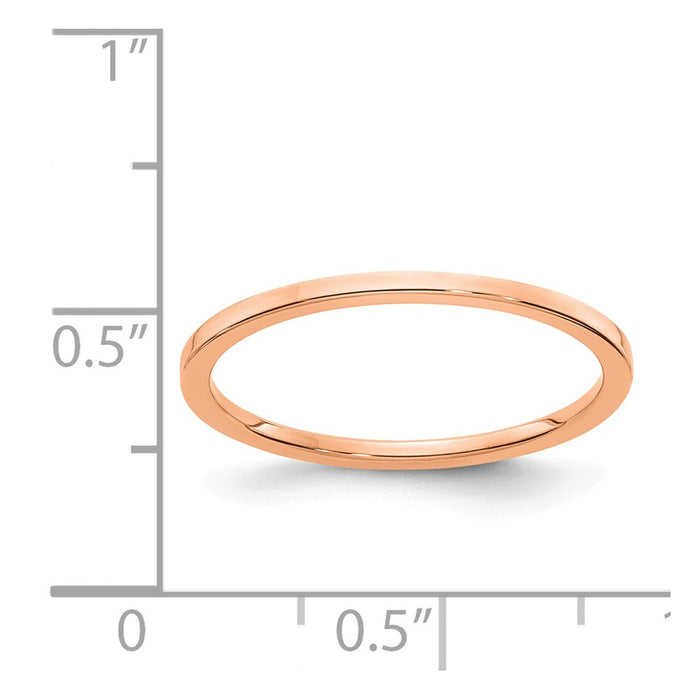 10K Rose Gold 1.2mm Flat Stackable Wedding Band, Size: 8