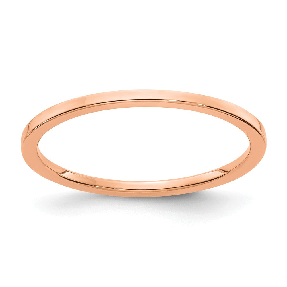 10K Rose Gold 1.2mm Flat Stackable Wedding Band, Size: 8.5