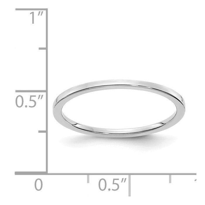 10K White Gold 1.2mm Flat Stackable Wedding Band, Size: 5