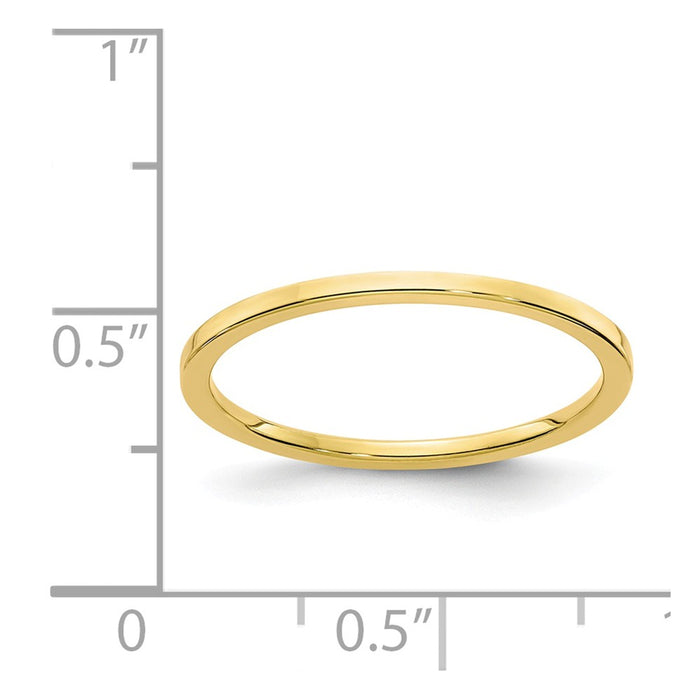 10k Yellow Gold Gold 1.2mm Flat Stackable Wedding Band, Size: 8