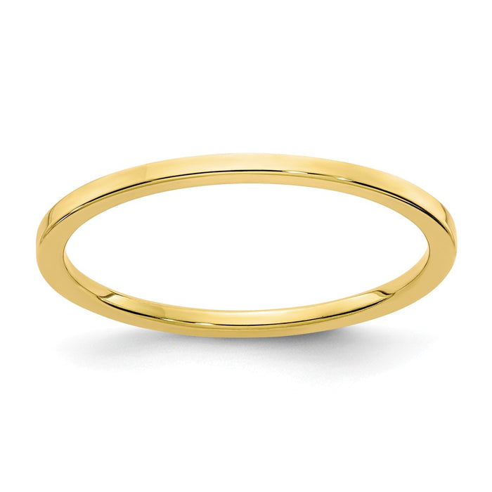 10k Yellow Gold Gold 1.2mm Flat Stackable Wedding Band, Size: 4