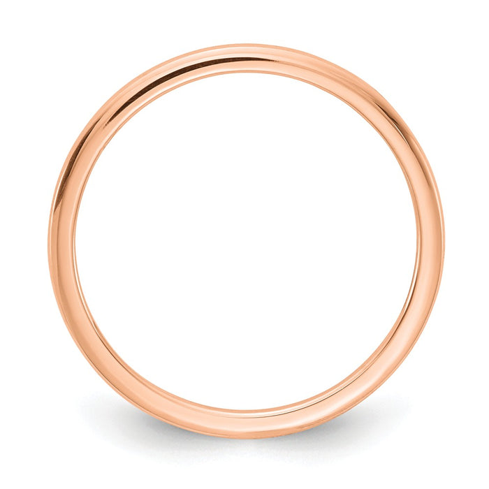 10K Rose Gold 1.2mm Half Round Stackable Wedding Band, Size: 8