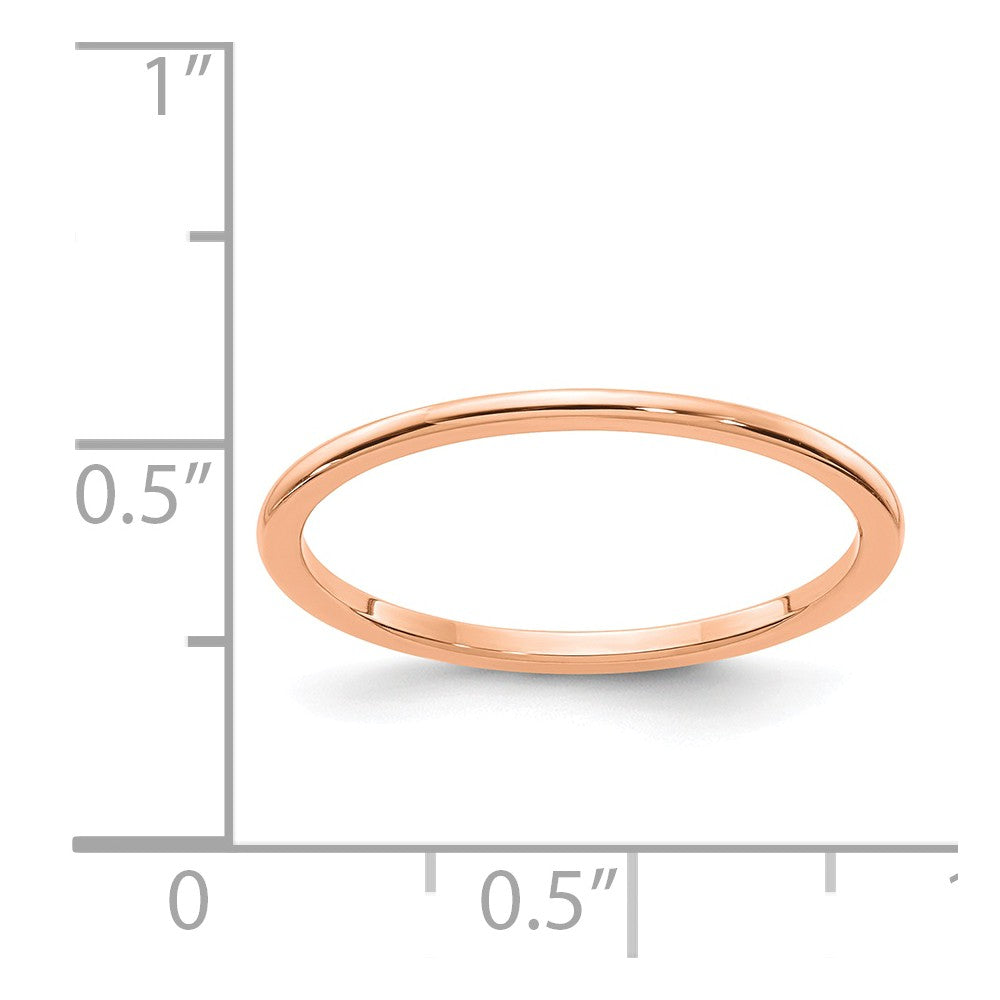 10K Rose Gold 1.2mm Half Round Stackable Wedding Band, Size: 10