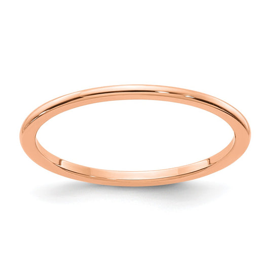 10K Rose Gold 1.2mm Half Round Stackable Wedding Band, Size: 5