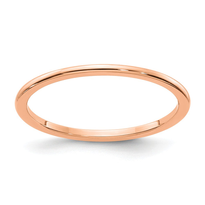 10K Rose Gold 1.2mm Half Round Stackable Wedding Band, Size: 6.5