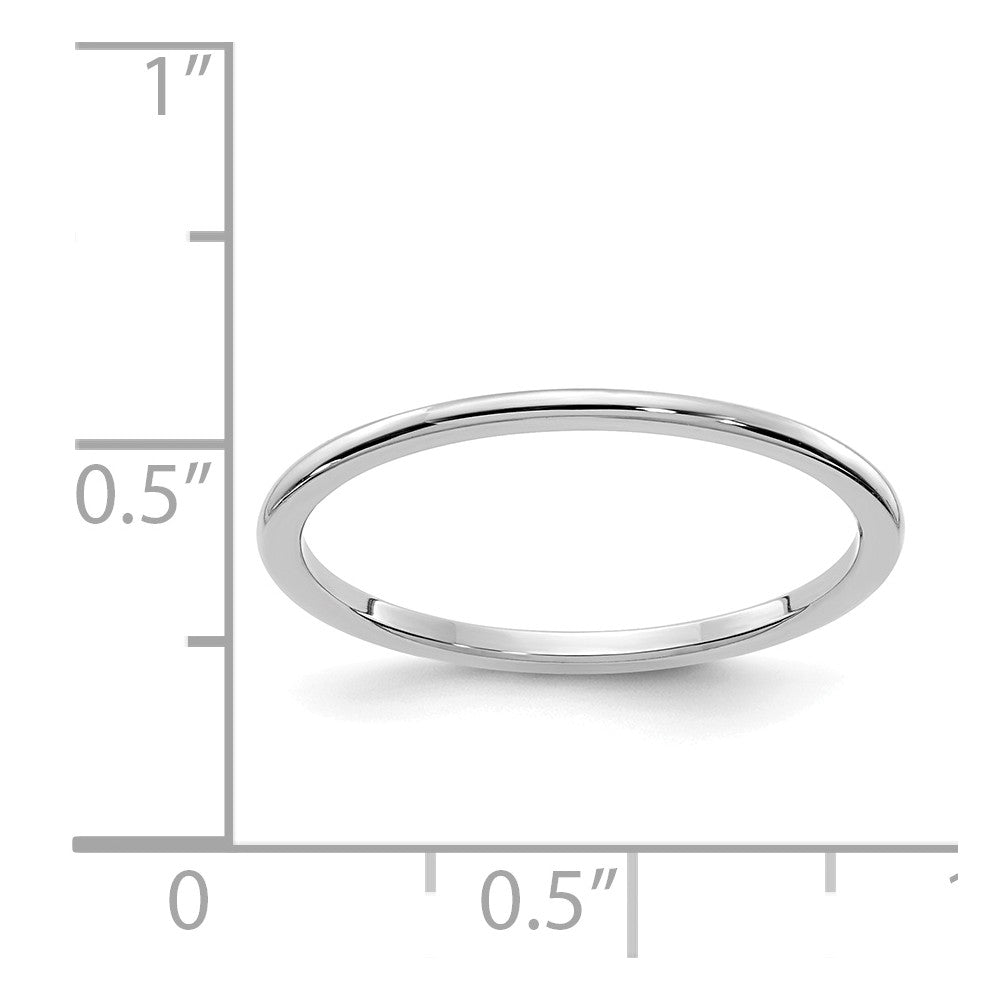 10K White Gold 1.2mm Half Round Stackable Wedding Band, Size: 4