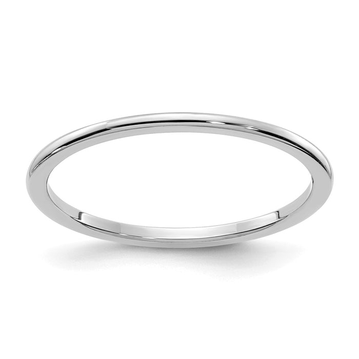 10K White Gold 1.2mm Half Round Stackable Wedding Band, Size: 9