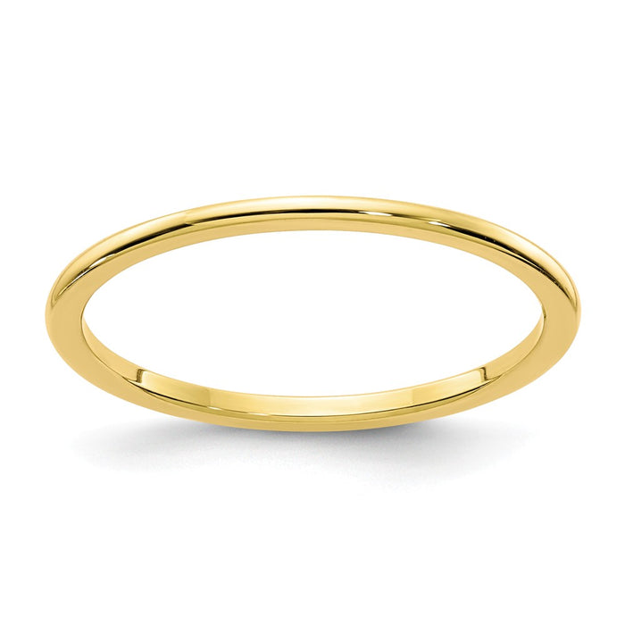 10k Yellow Gold Gold 1.2mm Half Round Stackable Wedding Band, Size: 7.5