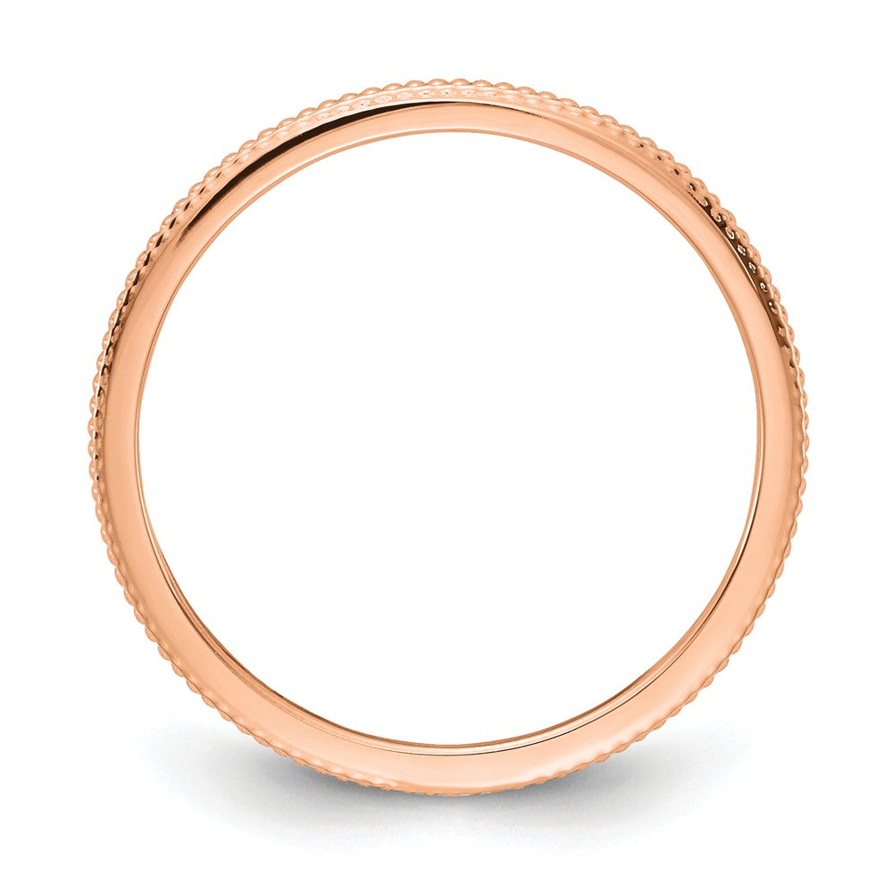10K Rose Gold 1.2mm Bead Stackable Wedding Band, Size: 10