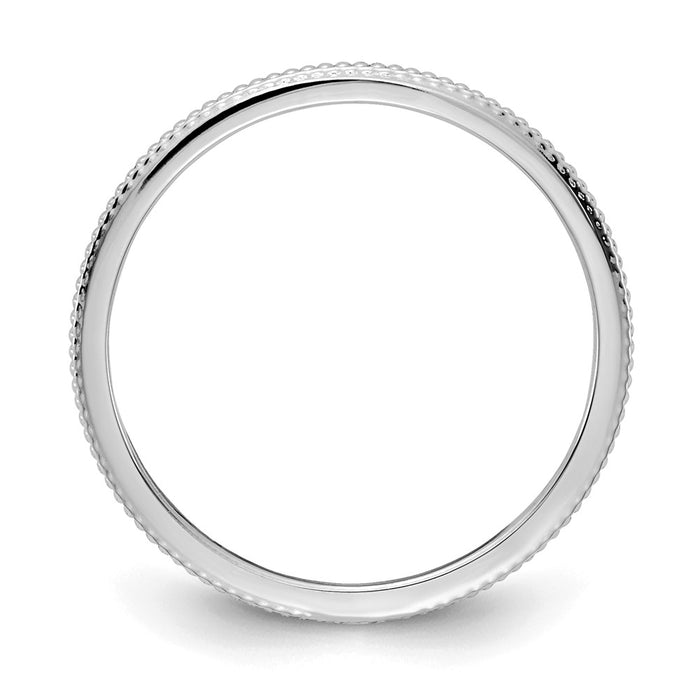 10K White Gold 1.2mm Bead Stackable Wedding Band, Size: 8