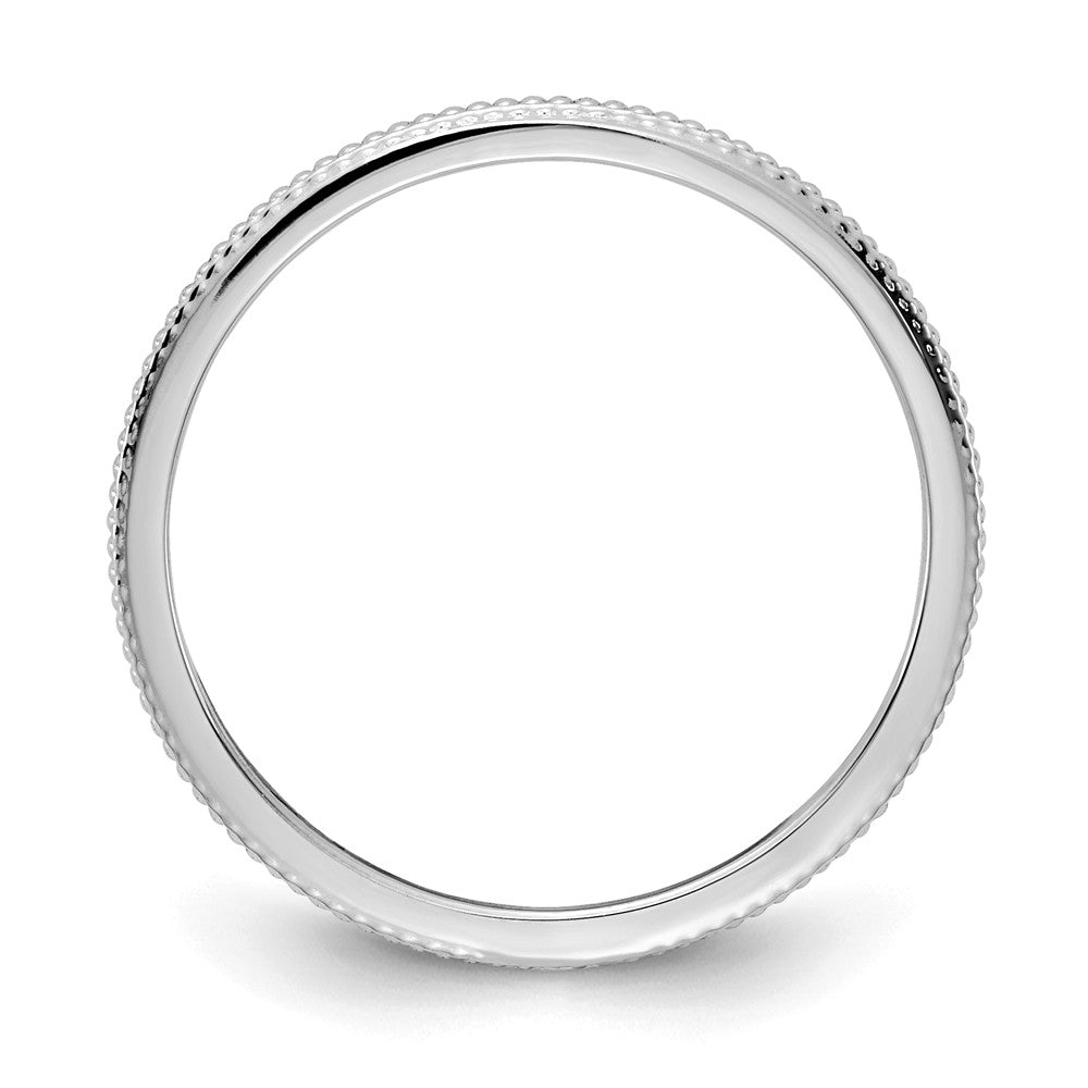 10K White Gold 1.2mm Bead Stackable Wedding Band, Size: 6.5