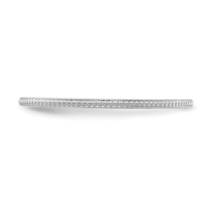 10K White Gold 1.2mm Bead Stackable Wedding Band, Size: 10