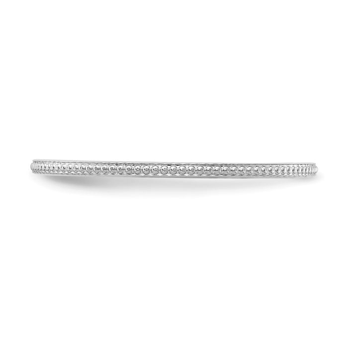 10K White Gold 1.2mm Bead Stackable Wedding Band, Size: 9