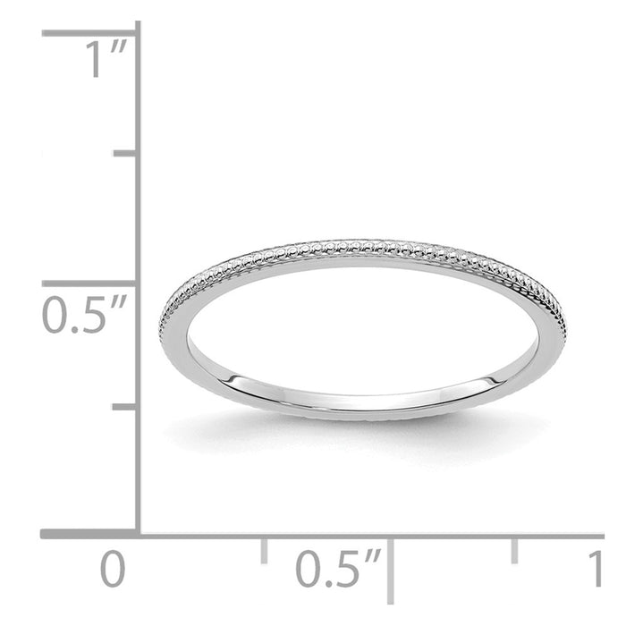 10K White Gold 1.2mm Bead Stackable Wedding Band, Size: 5