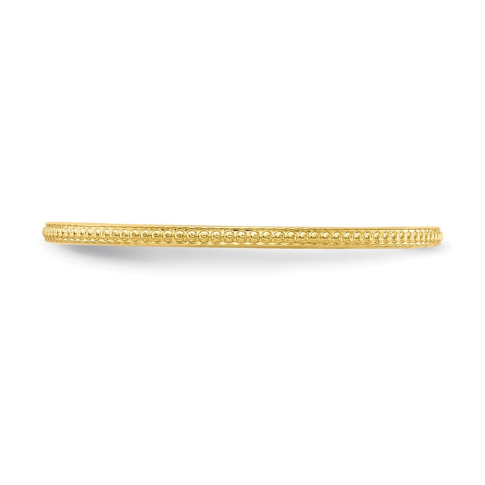 10k Yellow Gold Gold 1.2mm Bead Stackable Wedding Band, Size: 6