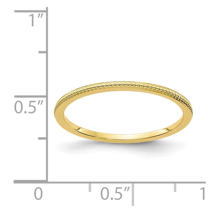 10k Yellow Gold Gold 1.2mm Bead Stackable Wedding Band, Size: 8.5