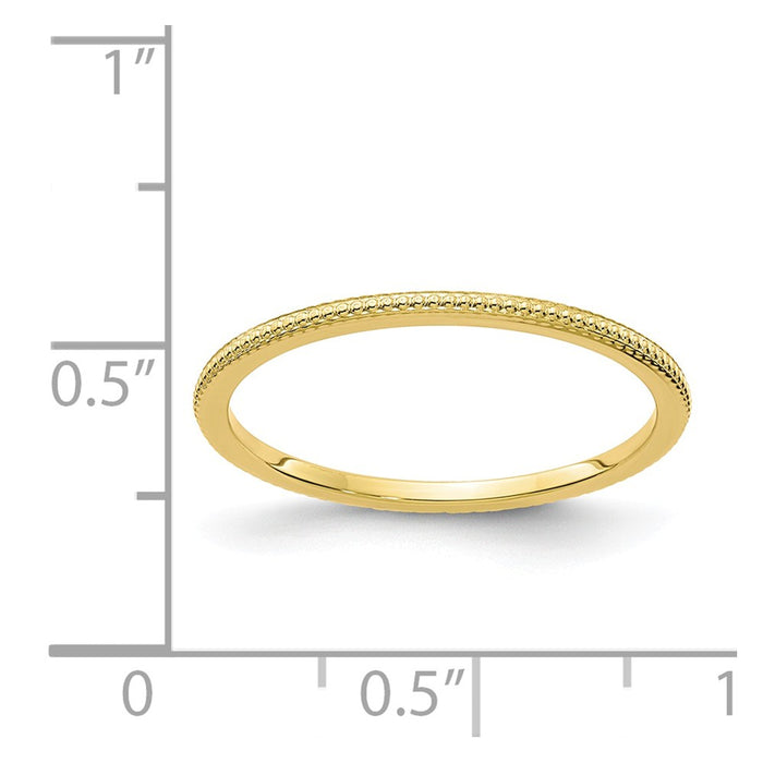 10k Yellow Gold Gold 1.2mm Bead Stackable Wedding Band, Size: 6.5