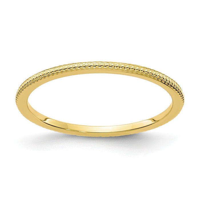 10k Yellow Gold Gold 1.2mm Bead Stackable Wedding Band, Size: 8.5