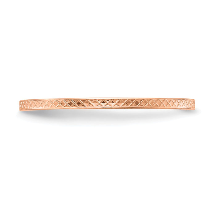 10K Rose Gold 1.2mm Criss-Cross Pattern stackable Wedding Band, Size: 4.5