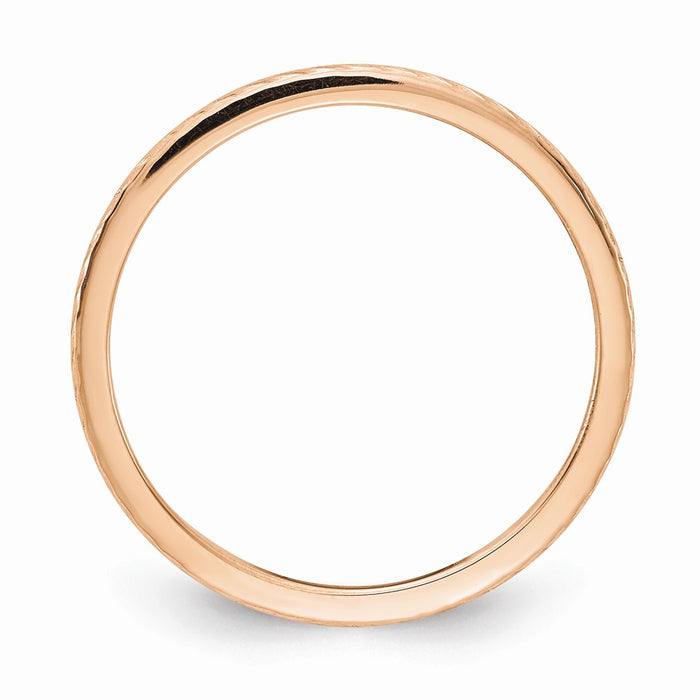10K Rose Gold 1.2mm Twisted Wire Pattern Stackable Wedding Band, Size: 6
