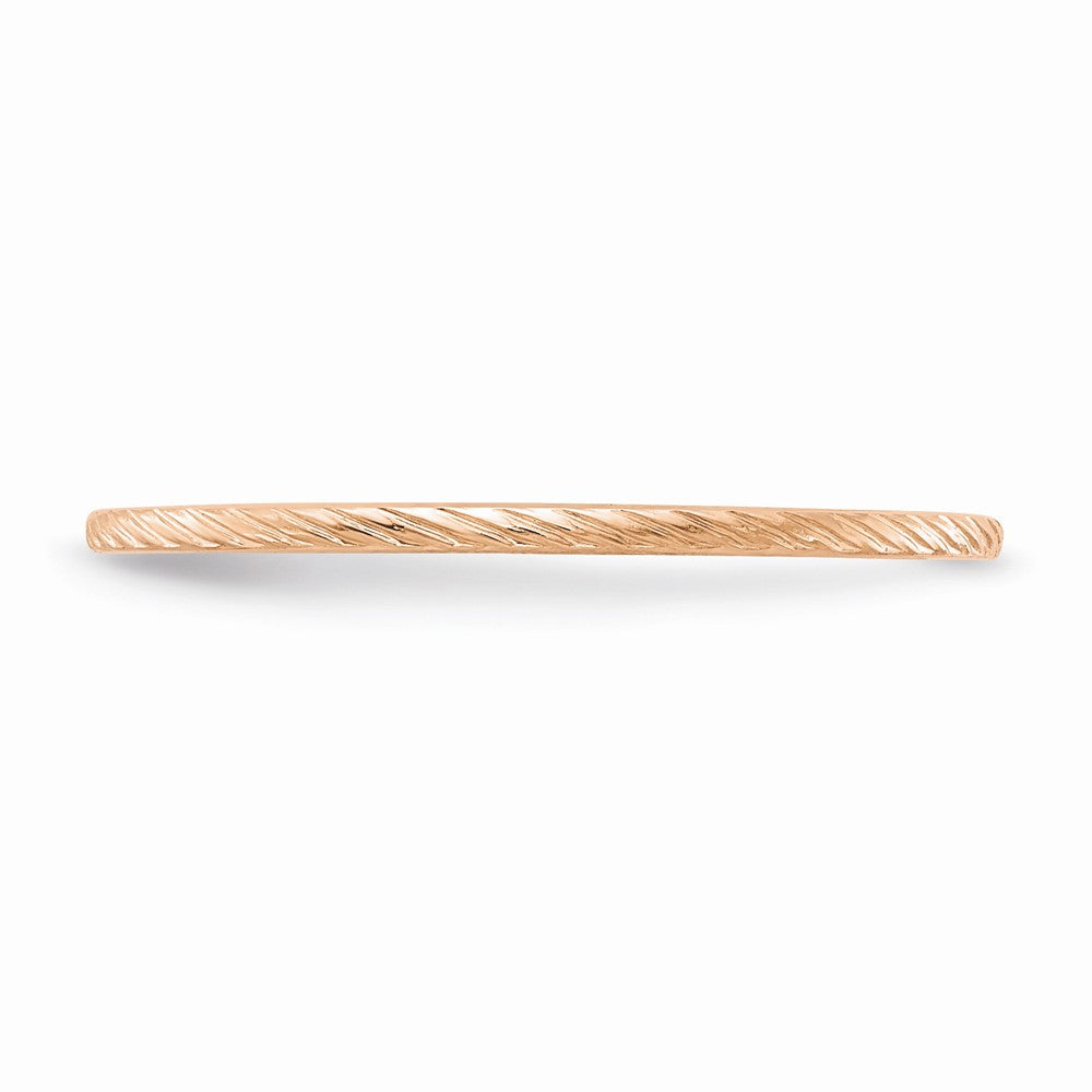 10K Rose Gold 1.2mm Twisted Wire Pattern Stackable Wedding Band, Size: 6