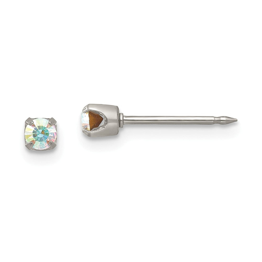 Inverness Stainless Steel 3mm Aurora Borealis Crystal Earrings, 3mm x 3mm