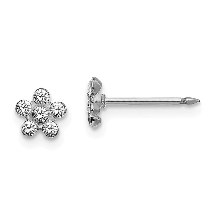 Inverness 14k White Gold Clear Crystal Flower Earrings, 5mm x 5mm