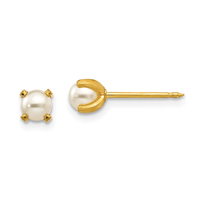 Inverness 18k 4mm Prong Simulated Pearl Earrings, 4mm x 4mm