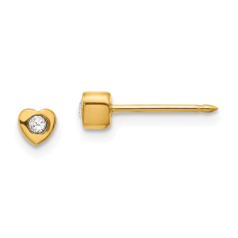 Inverness 24k Plated Heart with Crystal Earrings, 4mm x 4mm
