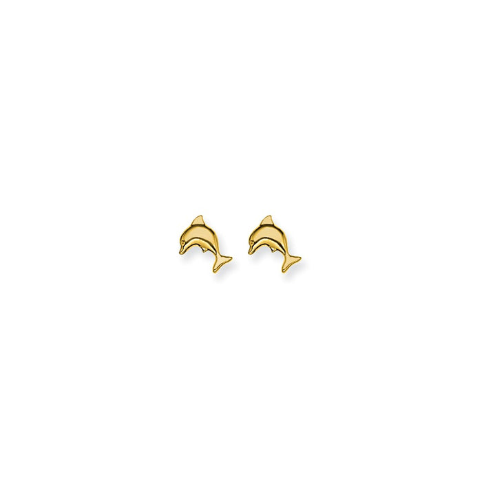 Inverness 14k Yellow Gold 7mm Dolphin Earrings, 5mm x 5mm