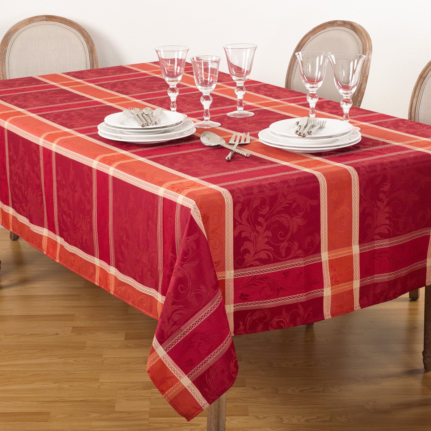 Occasion Gallery Thanksgiving Transitional Christmas Holiday Red Plaid Tablecloth, 70 x 120 inch