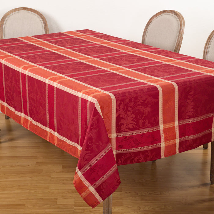 Occasion Gallery Thanksgiving Transitional Christmas Holiday Red Plaid Tablecloth, 70 inch square