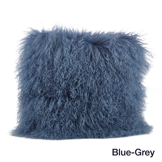 Genuine Mongolian Fur Pillows, Poly Filled, 16" Square
